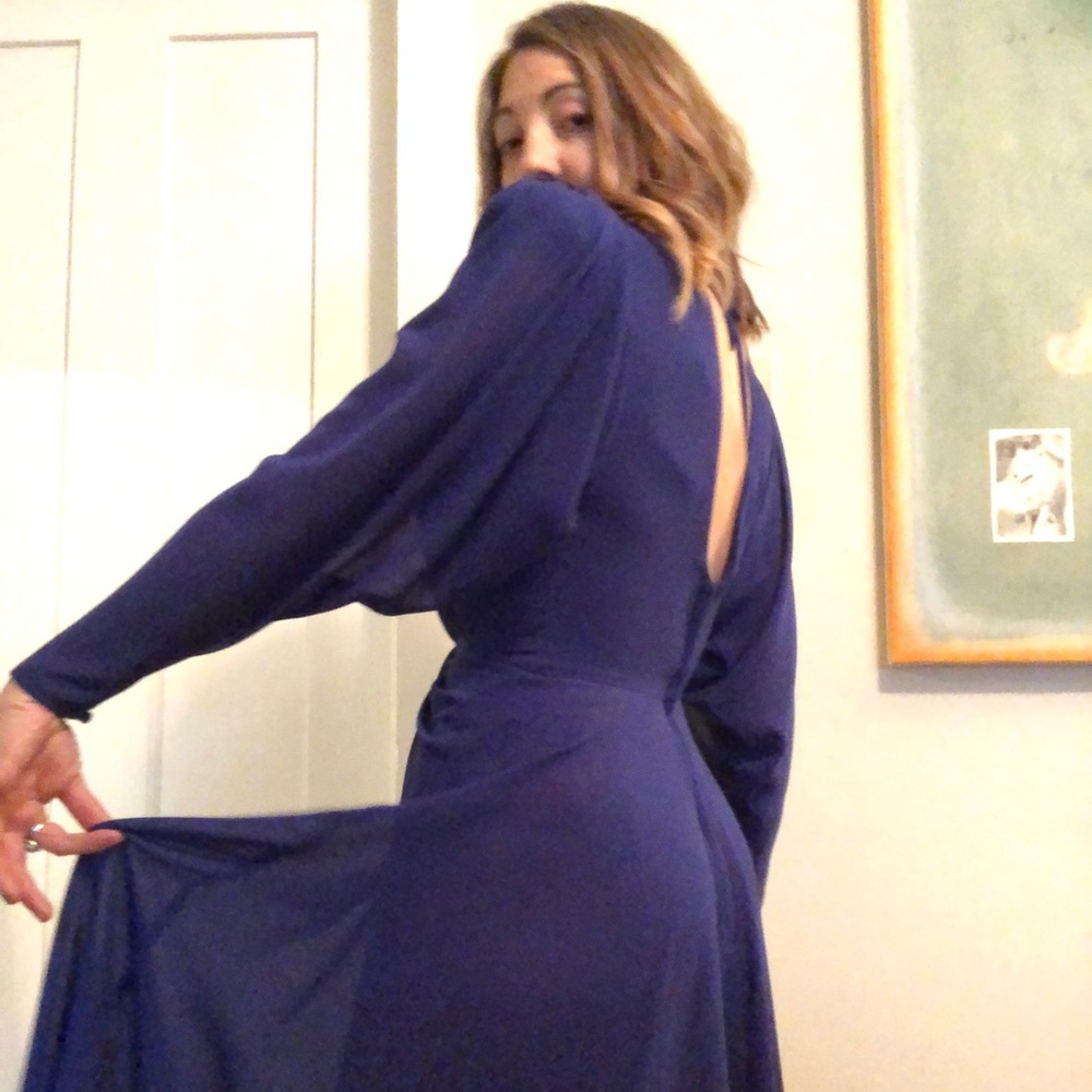 Vintage Indigo Chiffon Midi Dress